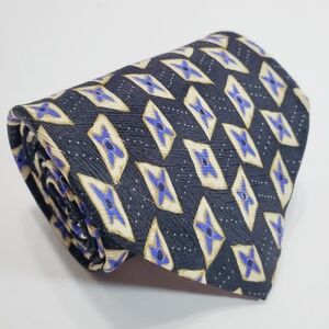 Robert Talbott Studio Blue & Black Geometric Pattern Mens Silk Neck Tie 58x4"
